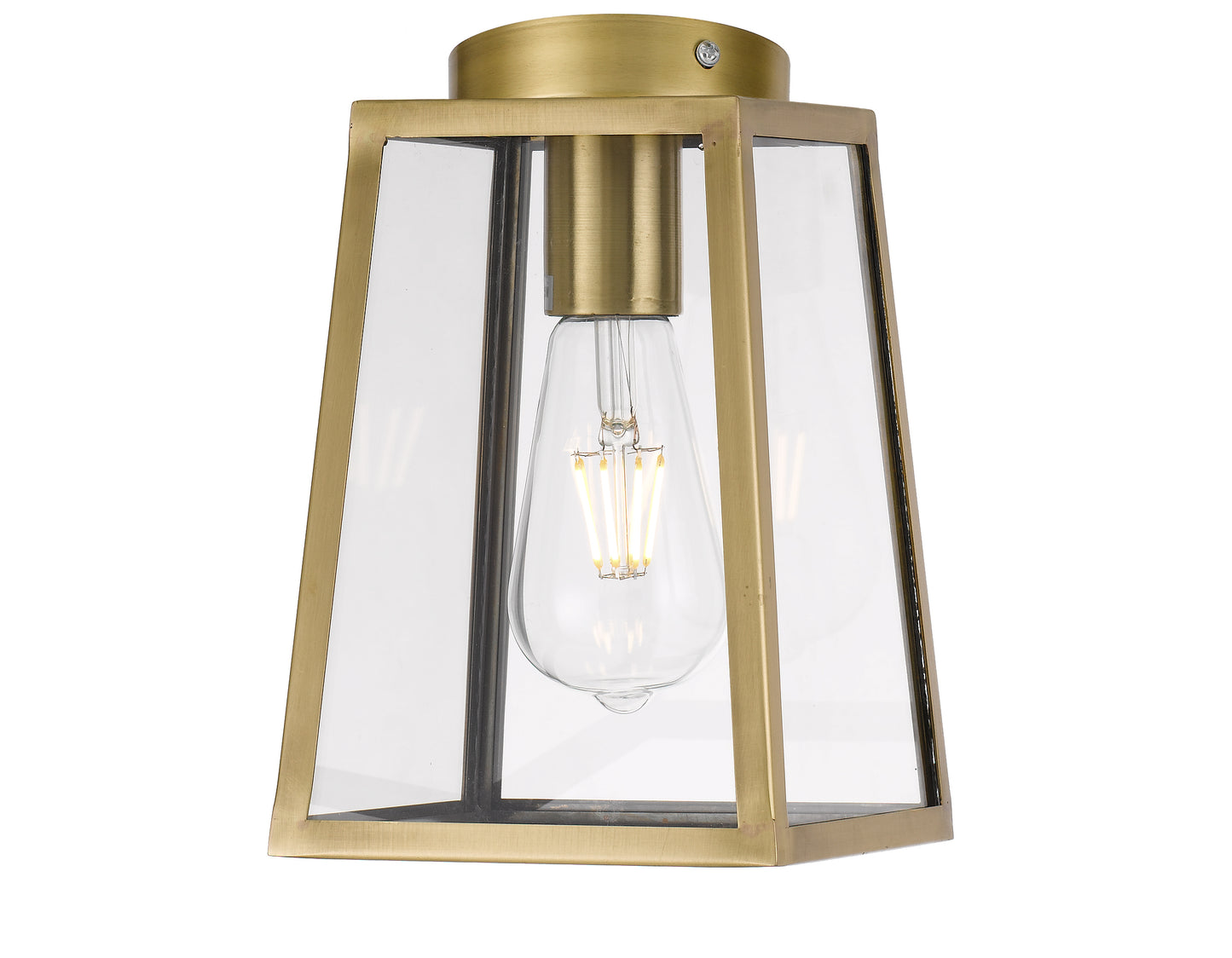 TFS 15 PENDANT 25wE27max L:150 H:210 - ANT BRASS/CLEAR ROD:210mm + CHAIN:1000 IP43
