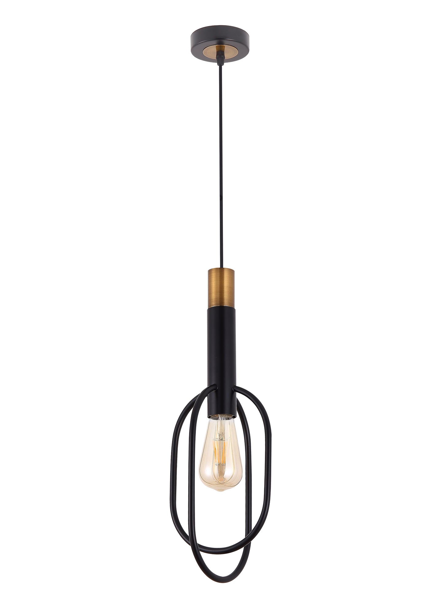 TFS 1LT PENDANT 25wE27max H:455 D:165 ANT BLACK/GOLD OVAL SHAPE CABLE:2M