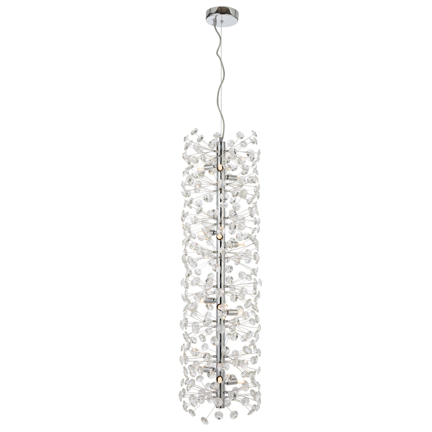 TFS 12LT VERTICAL PENDANT 12x6wG9max D300 H970 CAB.2M CRYSTAL H130 CHROME / CLEAR