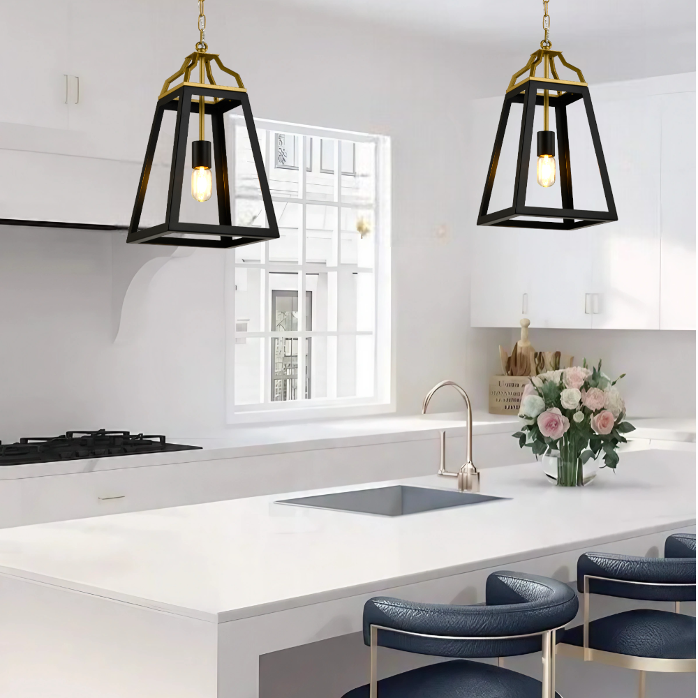 TFS 1LT PENDANT 25wE27 L:250 W:250 H:500 2M chain BLACK / ANTIQUE GOLD