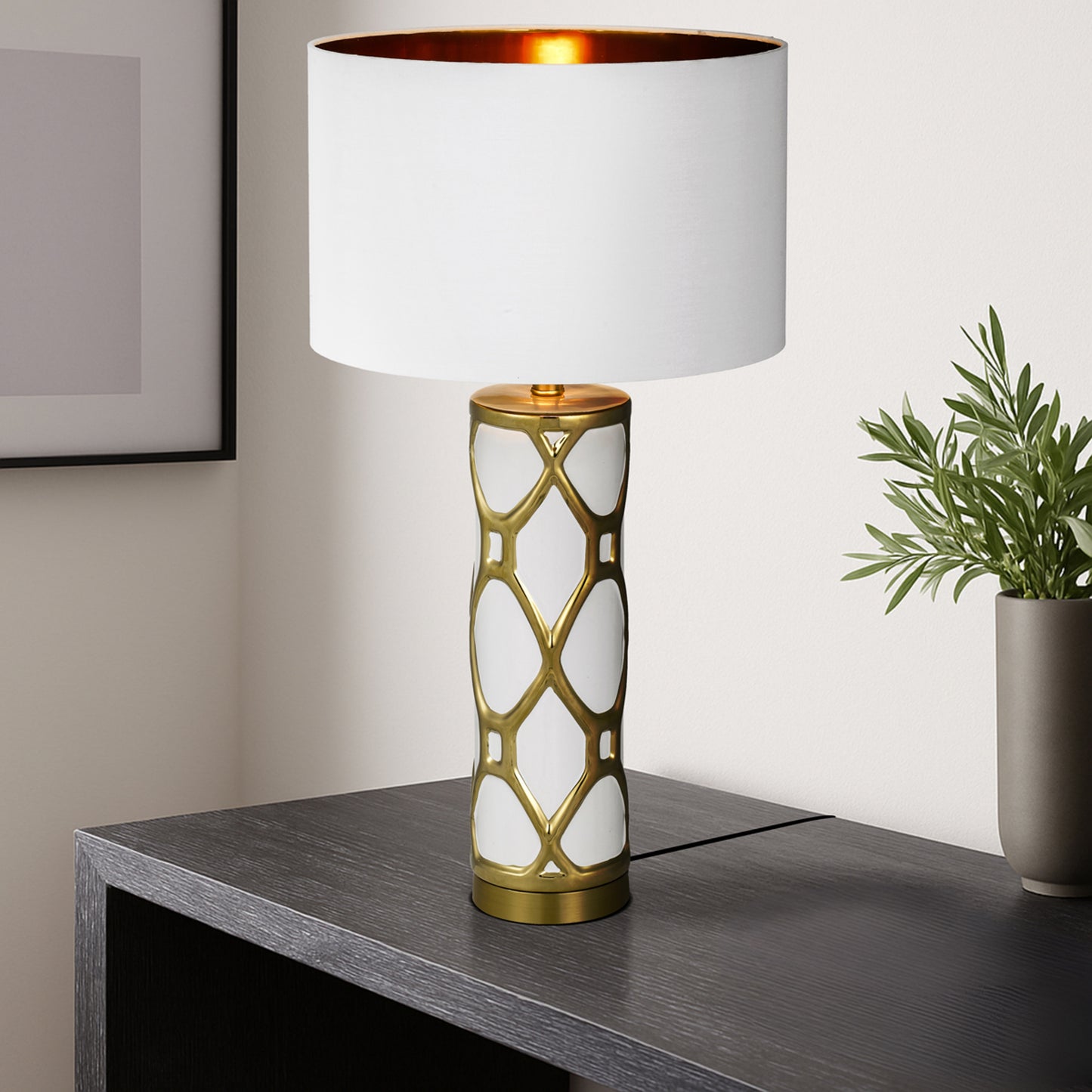 Segovia Ceramic Table Lamp with Inline Switch – 690mm Height