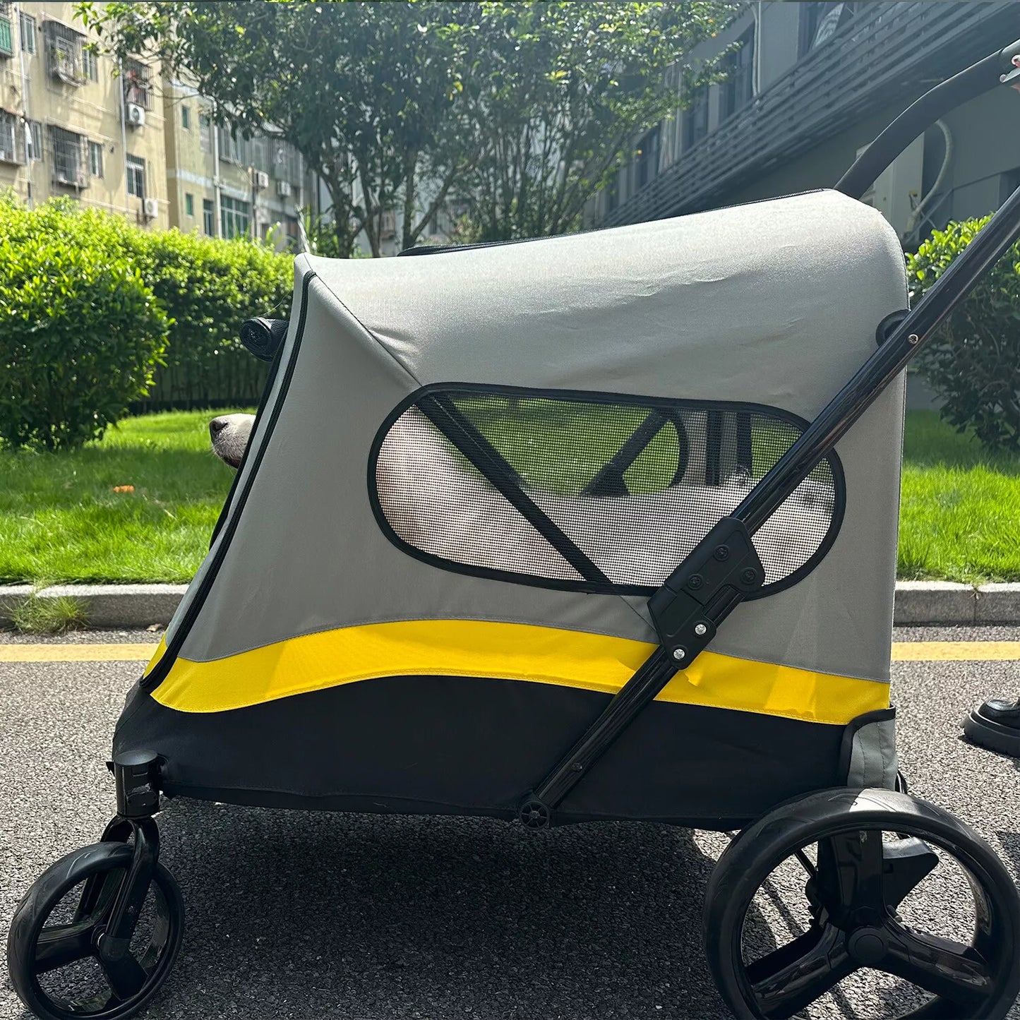 Breathable Pet Stroller with One-Click Fold
