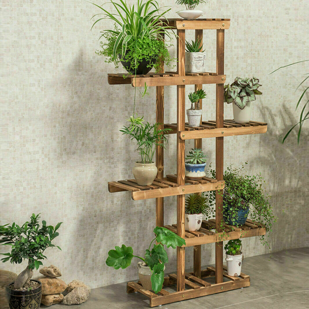 Buy 52-inch wooden plant rack with storage compartments – Australia