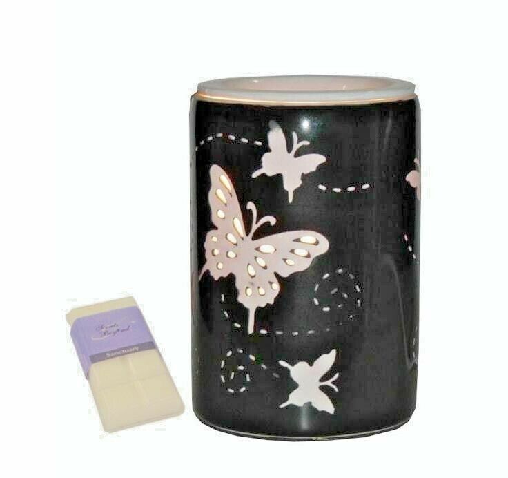 Black Butterfly Laser-Cut Ceramic Electric Oil Burner