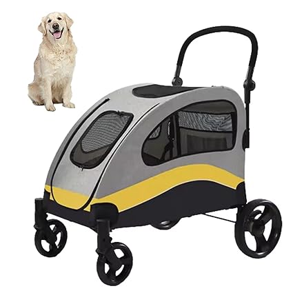 Large foldable dog stroller with breathable mesh cabin