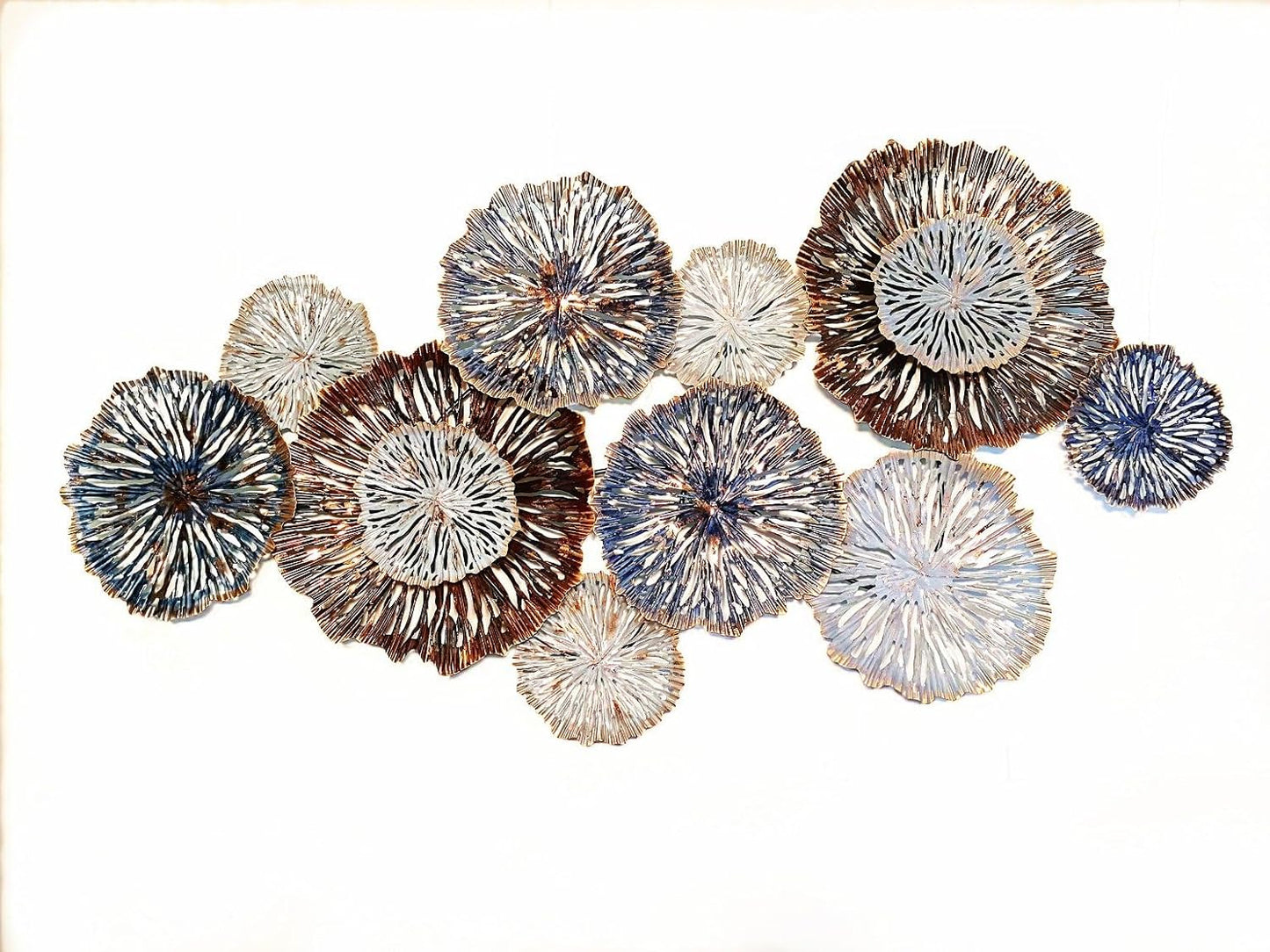 Silver circles contemporary metal wall art sculpture