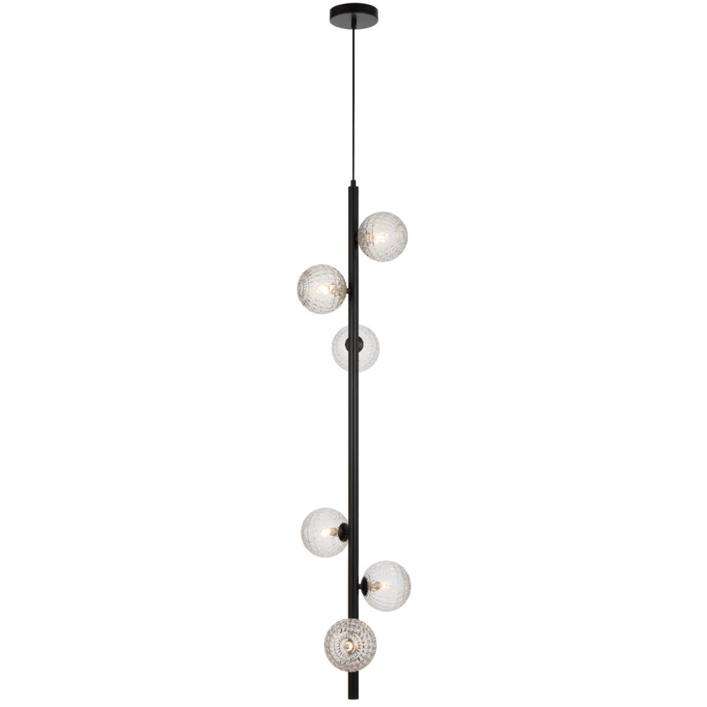 TFS 6 LT PENDANT 6x6wG9max KIT L1200 W265 H265 TEX 2m BLACK/ CLEAR PRISM PATTERN