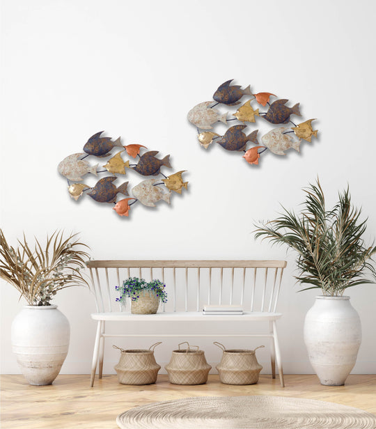 Decorative silver fish metal wall art for modern interiors
