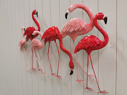 Decorative flamingo metal wall art for coastal home décor