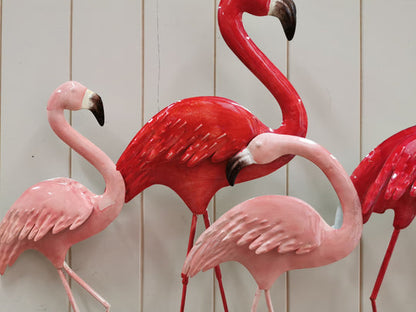 Modern flamingo metal wall décor for living room or hallway