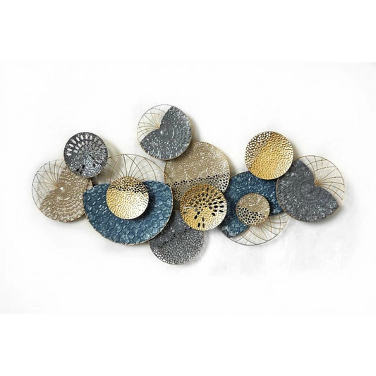 Gold, blue and silver contemporary metal wall décor