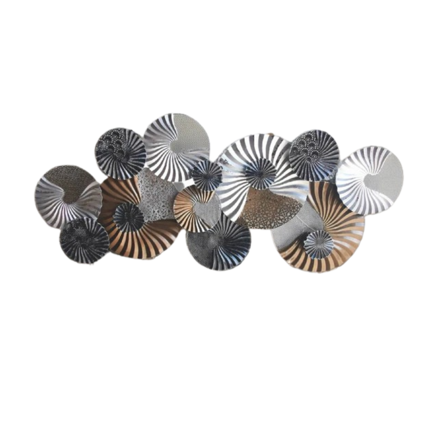 Black, white and gold spiral textured metal wall art