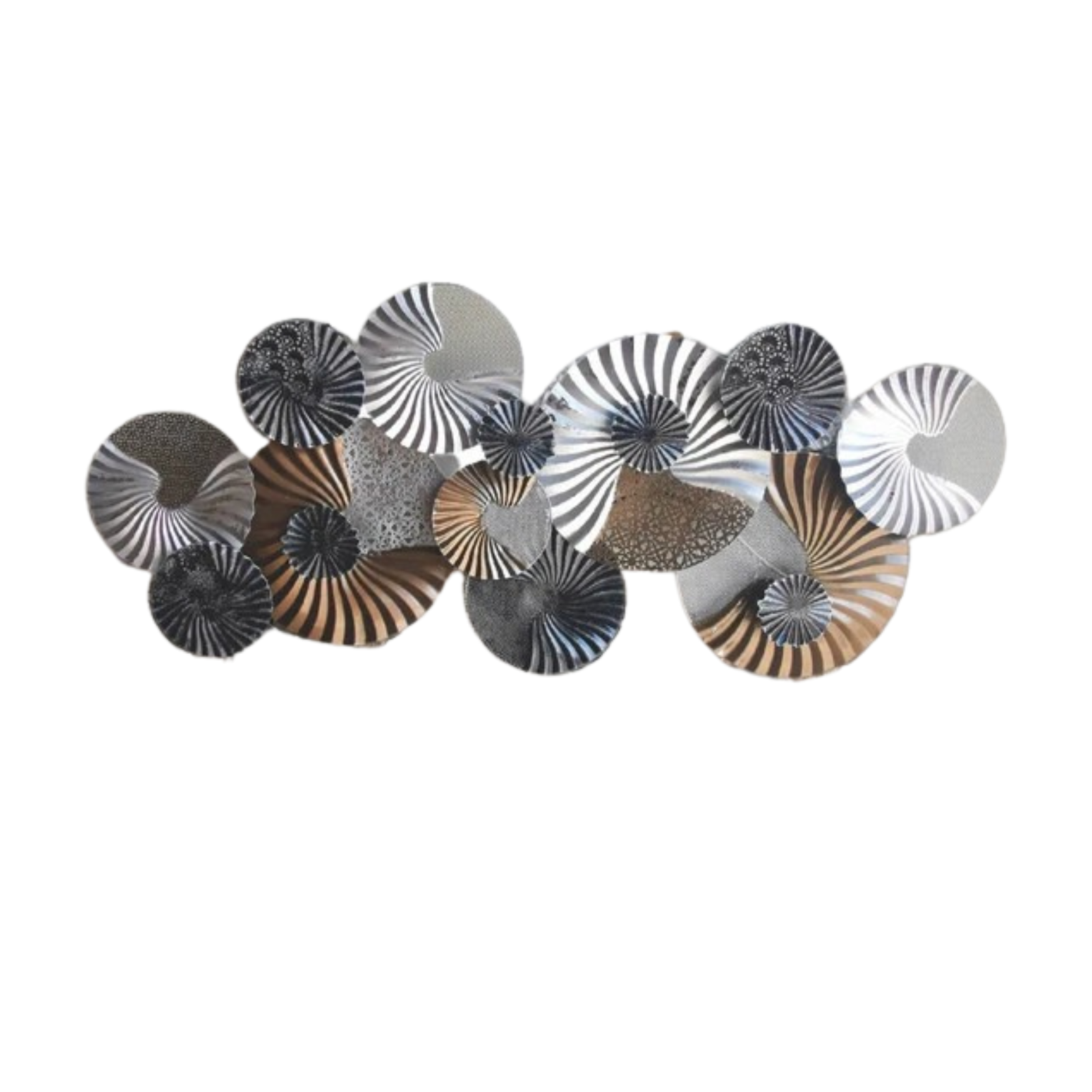 Black, white and gold spiral textured metal wall art