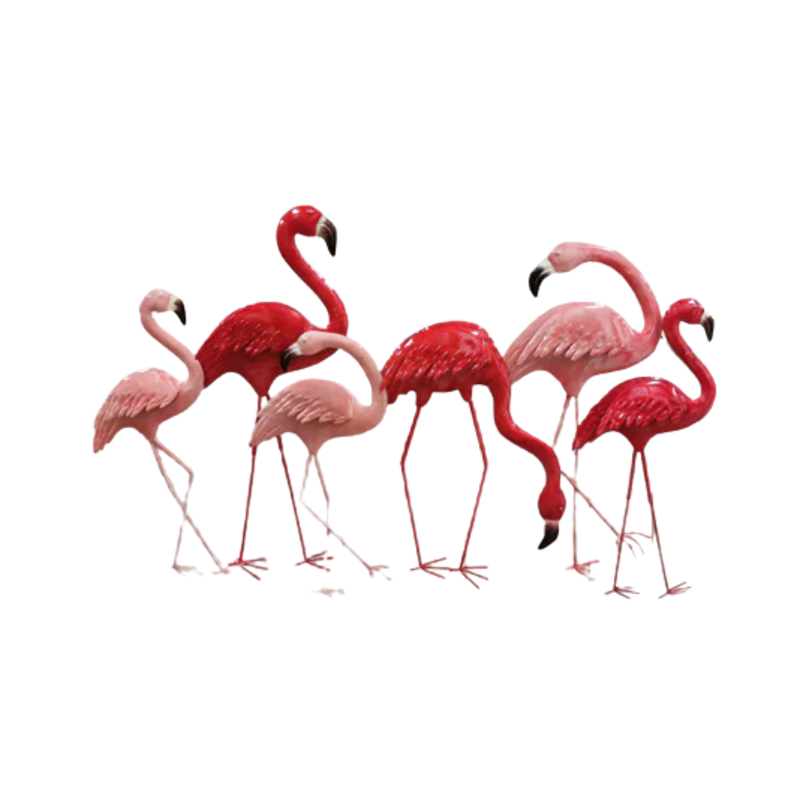 Vibrant flamingo flock metal wall art with tropical design