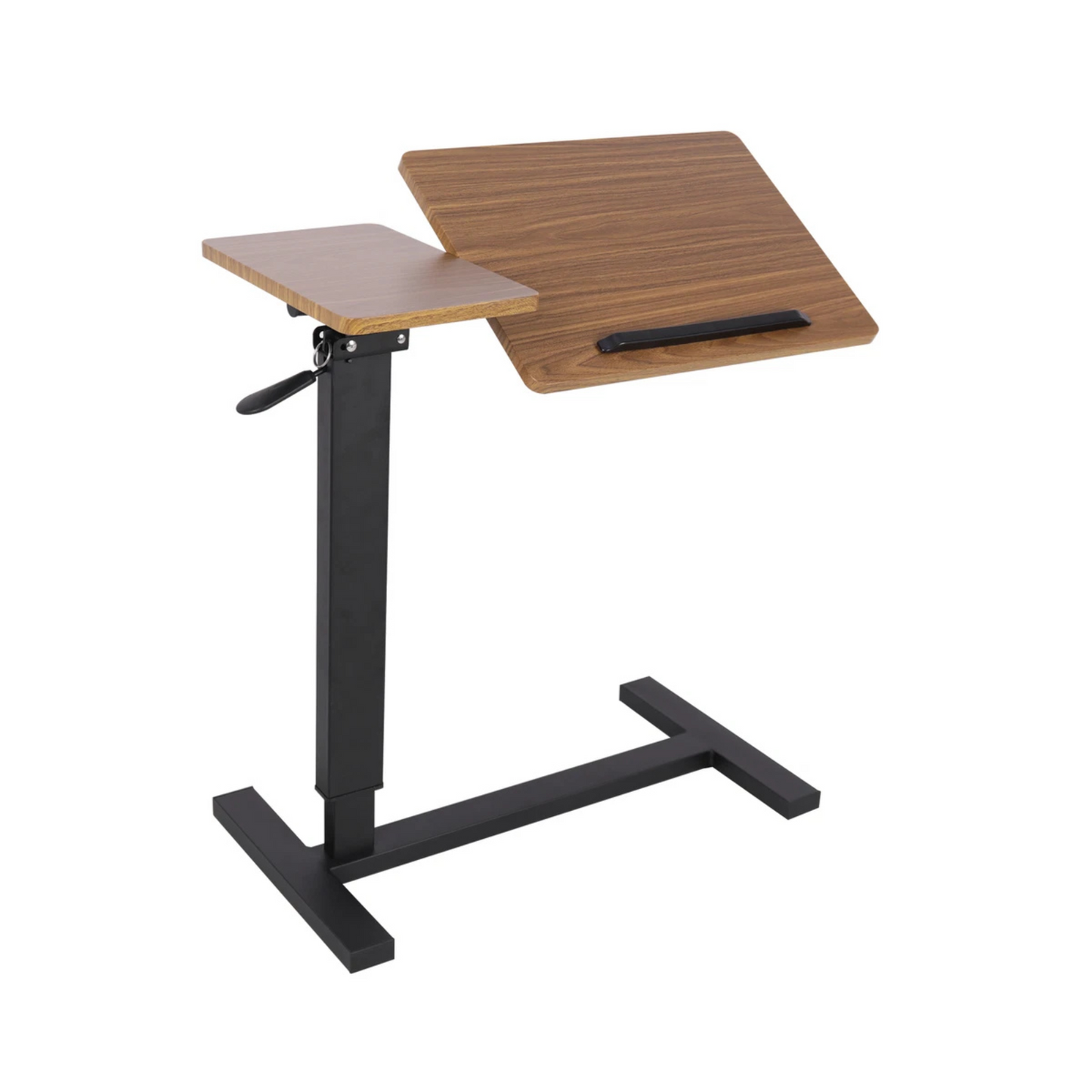 Black and walnut adjustable rolling laptop desk with dual top