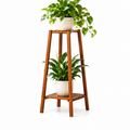Bamboo Plant Stand 76cm - 2-Tier Flower Shelf for Small Spaces