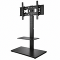 Black Steel Swivel TV Floor Stand with Shelf for 32-65 Inch TVs