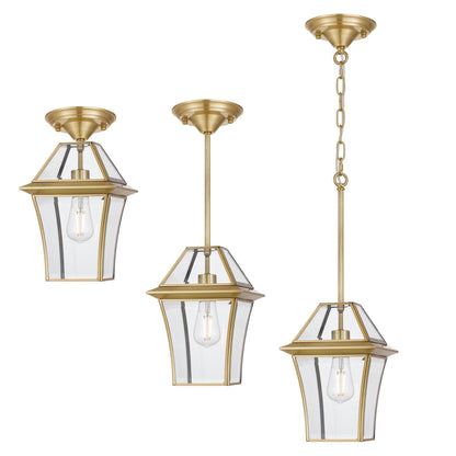 RYE PE20-BRS Brass & Clear Glass Pendant Light