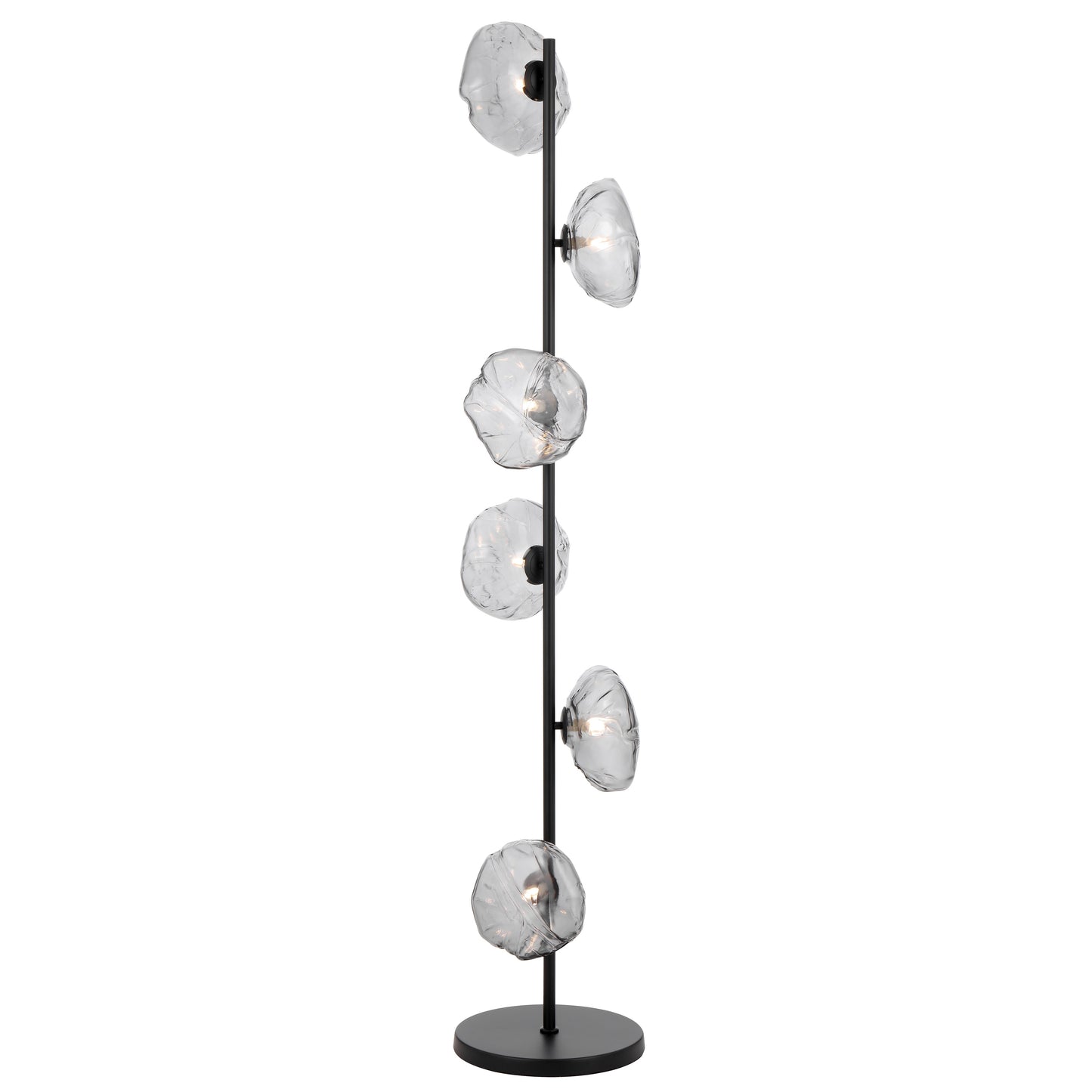 Black Reims floor lamp with six smoked glass shades