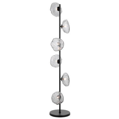 Black Reims floor lamp with six smoked glass shades