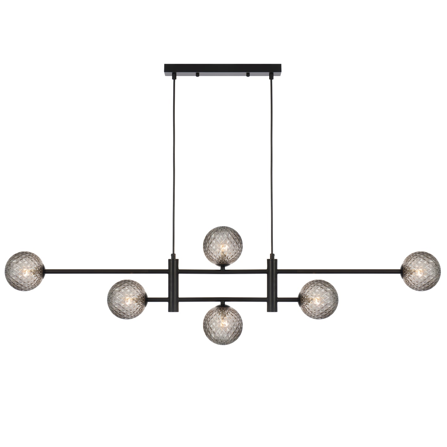 Lodi TFS 6LT PENDANT 6x6wG9max KIT L1300 W120 H355 CAB2m BLACK / SMOKE TEAR PATTERN