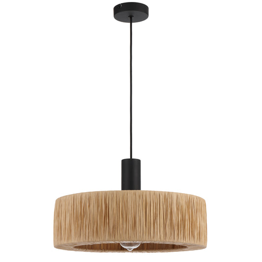 TFS PENDANT 25wE27max D400 H255 cab 2m BLACK / NATURAL RAFFIA