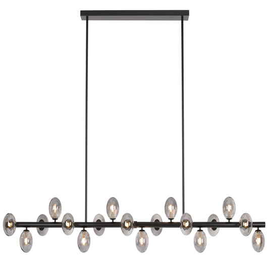 Juneau TFS 18 LTS PENDANT 18x6wG9mx L2000 W243 H245 ROD:2x6001x300 BLACK FRAME/SMOKE GLASS