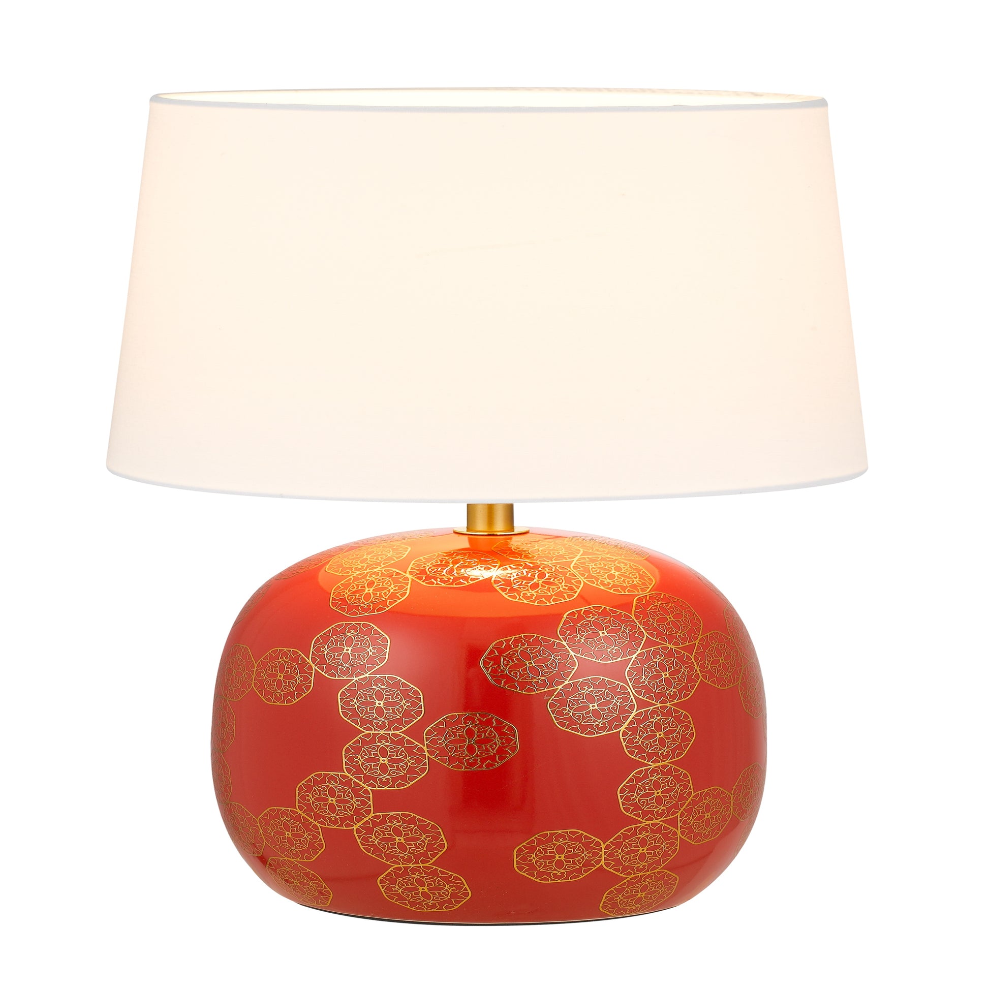 Paris TFS Table Lamp – Red Ceramic Base with Ivory Shade