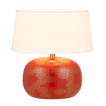 Paris TFS Table Lamp – Red Ceramic Base with Ivory Shade