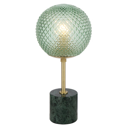 TFS TABLE LAMP 25wE27max D:190 H:415 inline swtch GREEN MARBLE/GREEN GLASS