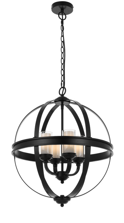 TFS PENDANT 4 x 25wE14 D:520 H:640 C:2M CLR NICKEL MATT/CLEAR&OPAL GLASS