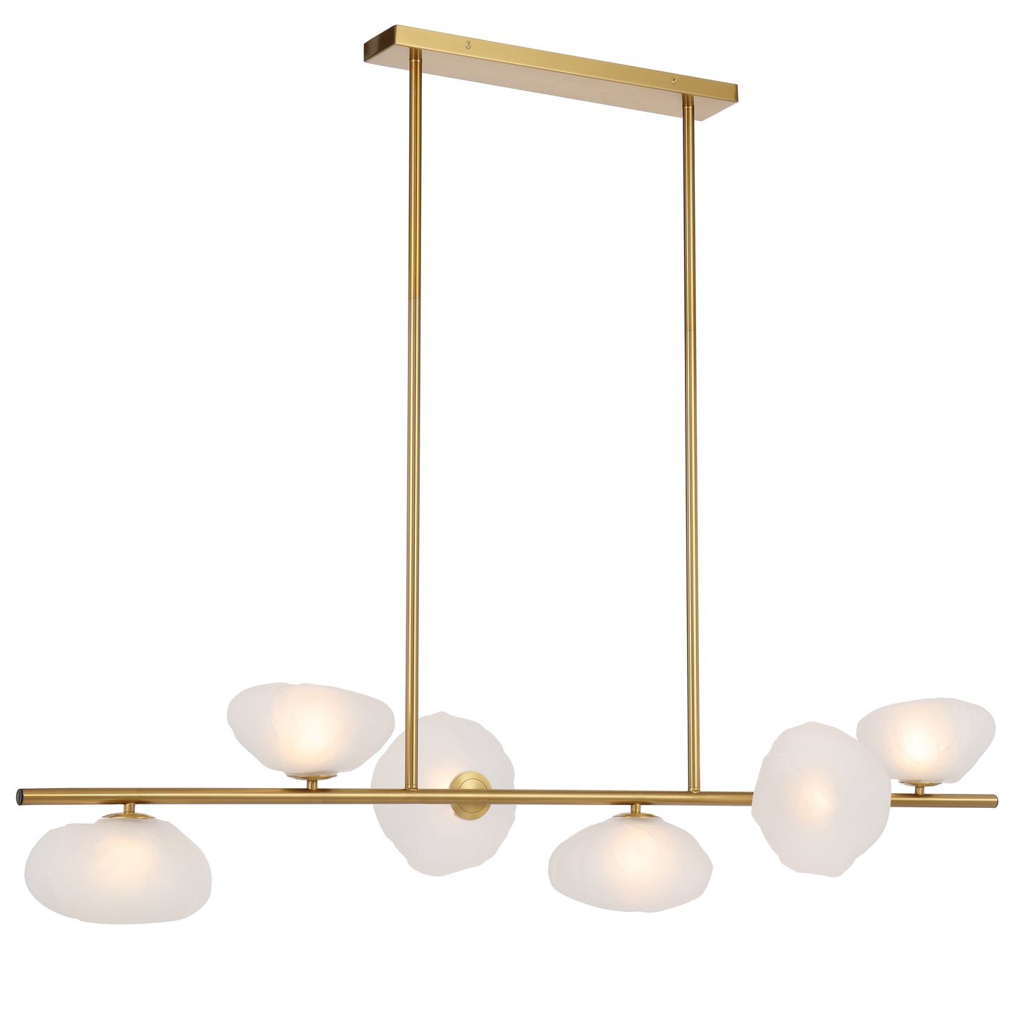 Versailles six-light pendant with antique gold finish and frost glass