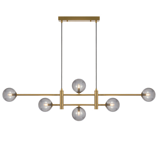 Foggia TFS 6LT PENDANT 6x6wG9max KIT L1300 W120 H355 CAB2m ANT GOLD/ SMOKE