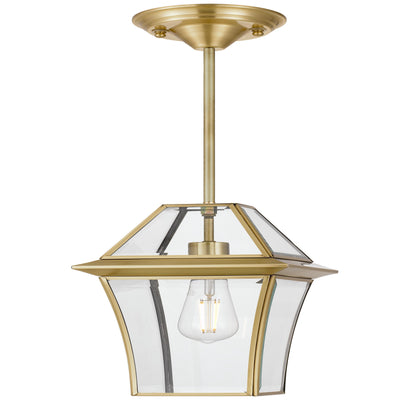 RYE PE20-BRS Brass & Clear Glass Pendant Light
