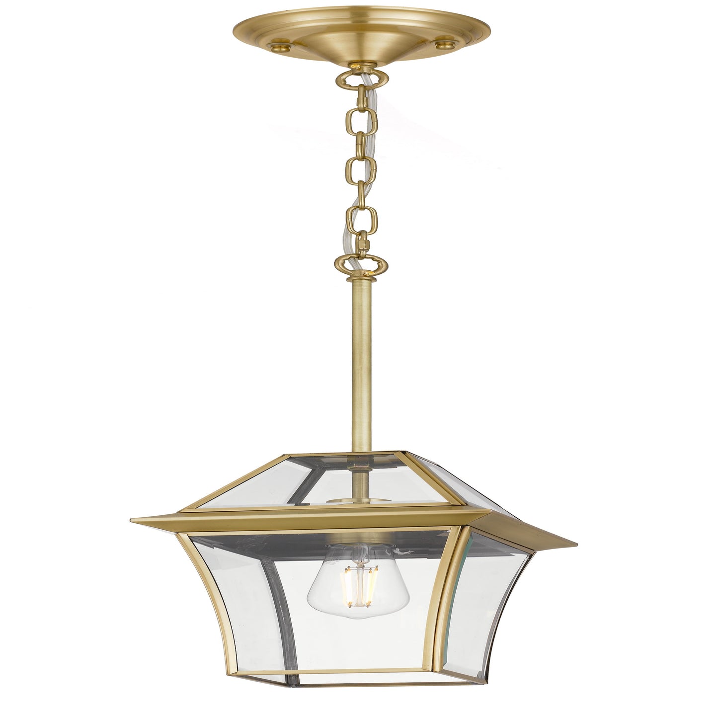 RYE PE20-BRS Brass & Clear Glass Pendant Light