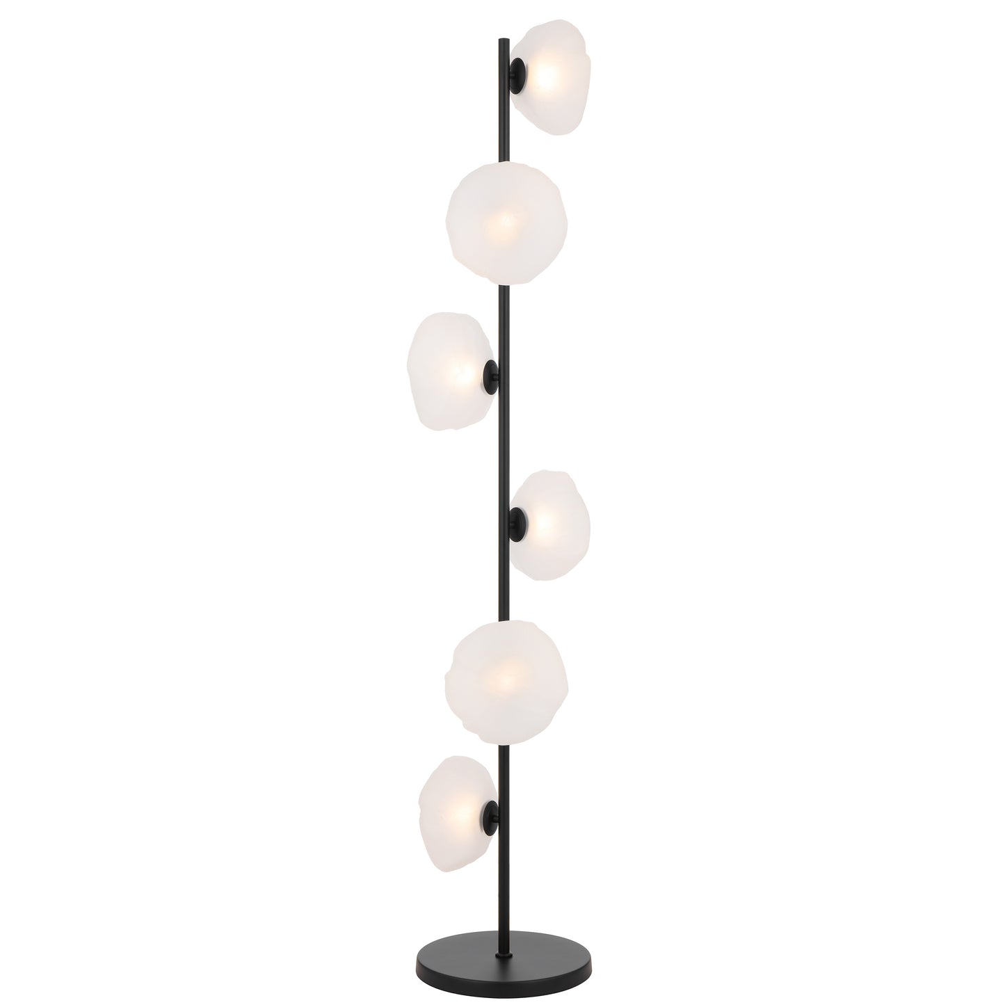 Nancy Black Floor Lamp with 6 Frost Glass Lights