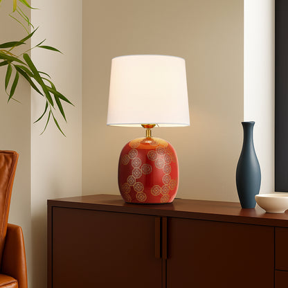 Paris Ceramic Table Lamp – 420mm Height, Red & Ivory Finish