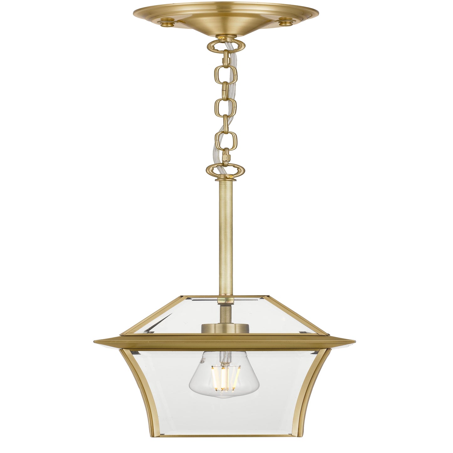 RYE PE20-BRS Brass & Clear Glass Pendant Light