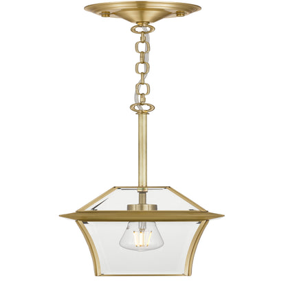 RYE PE20-BRS Brass & Clear Glass Pendant Light