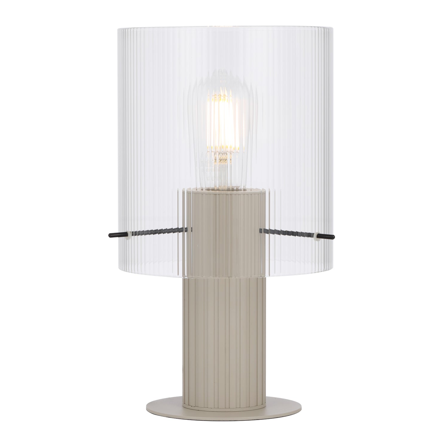 TFS TABLE LAMP 25wE27max D180 H320 inline swt GREY / CLEAR