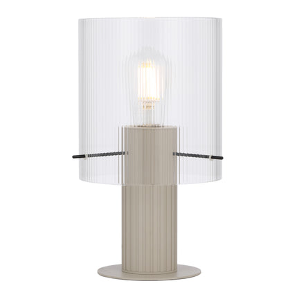 TFS TABLE LAMP 25wE27max D180 H320 inline swt GREY / CLEAR