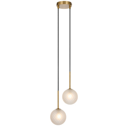 TFS 2LT PENDANT KIT 2x6wG9max L210 W120 H250 TEX2m ANT GOLD/ FROST TEAR PATTERN