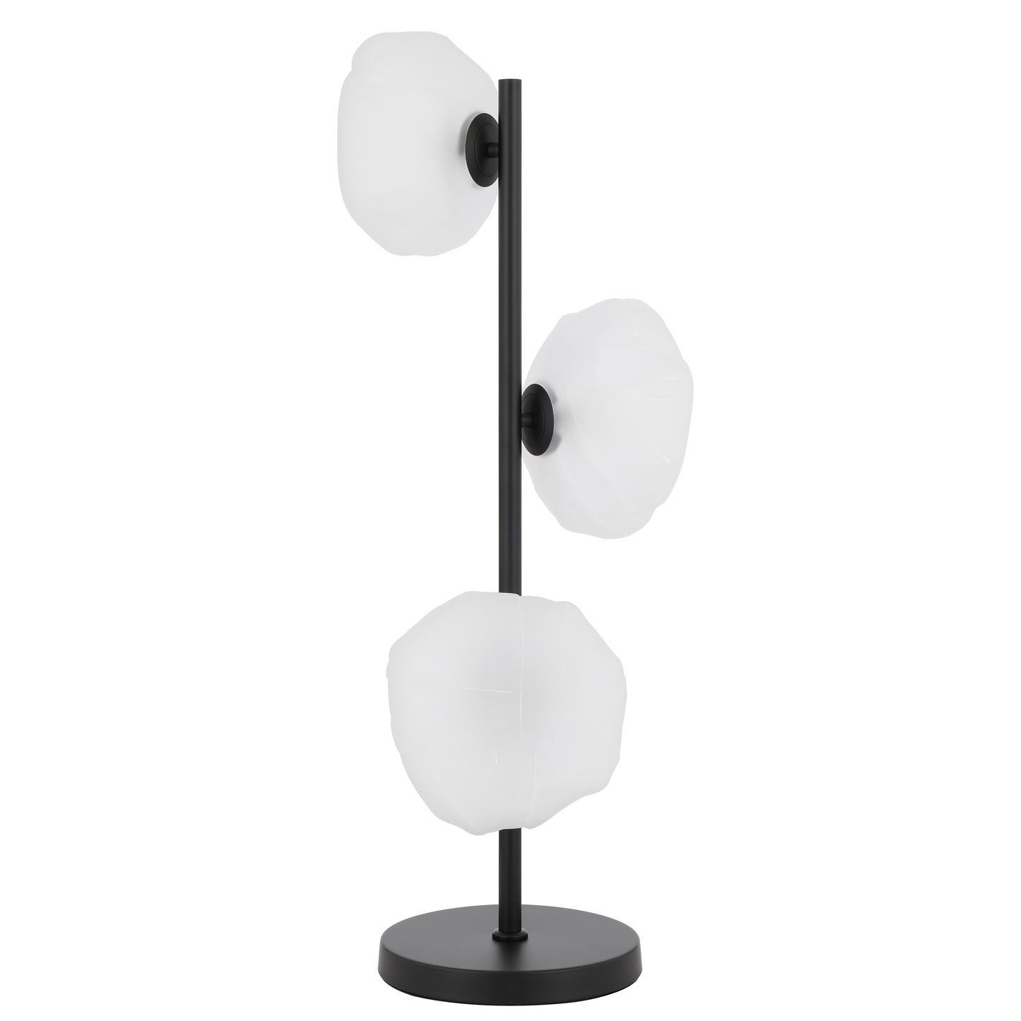 Calais three-light table lamp with black frame and frost glass