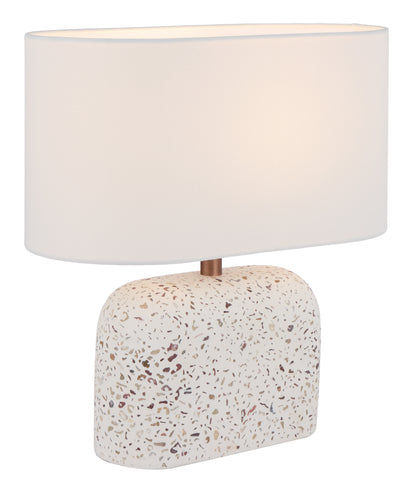 TFS TABLE LAMP 25wE27max L:350 W:180 H:360 inline Swtch WHITE TERRAZZO / IVORY LINEN