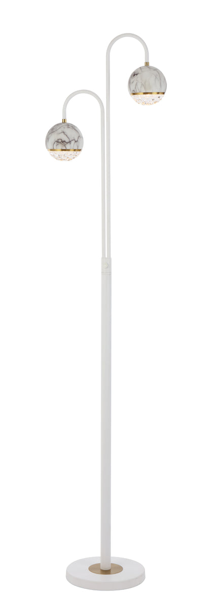 TFS 2 LIGHTS FLOOR LAMP 2x6wG9 L:315 W:23 H:1550 WHITE MATT/WHITE MARBLE LOOK