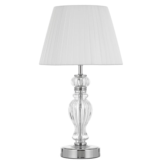 TFS TABLE LAMP 25wE27max D250 H440 INLINE SWT CHROME/ CLEAR/ WHITE
