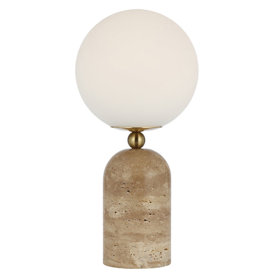 TFS TABLE LAMP 25wE27max D:200 H:420 INLINE SWT BEIGE TRAVERTINE/ANT GOLD/OPAL MATT