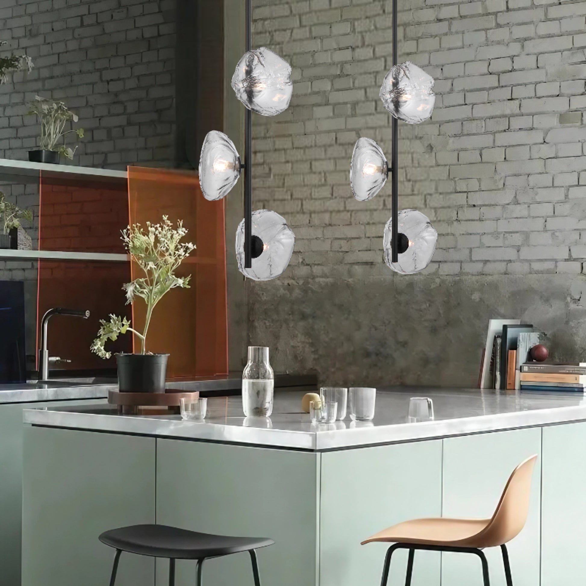 Antibes G9 pendant light with three elegant smoke glass shades