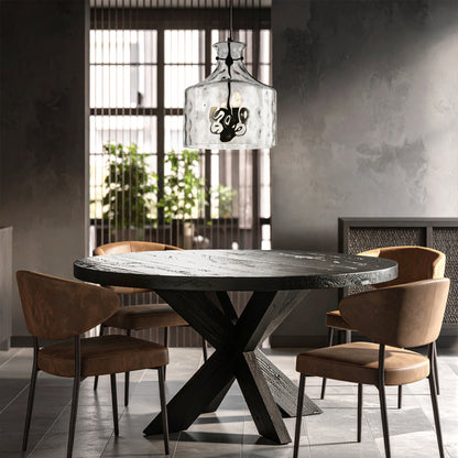Solline TFS 4LT PENDANT 4x25wE14max D:380 H:420 ROD 1.5m BLACK MATT/ CLEAR WATER STREAK