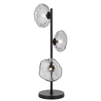 Tours three-light table lamp with black frame and smoke glass